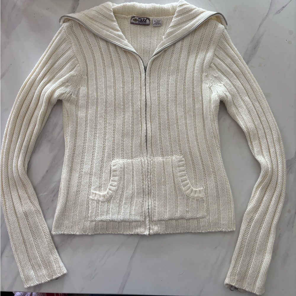 White zip sweater
